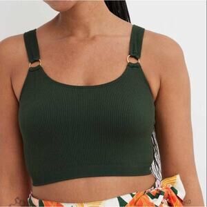 Aerie Women’s Sleeveless‎ Rib Knit Crop Tank Top Adjustable Strap Size XS Green